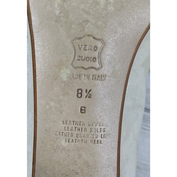 VTG Di Sandro Made In Italy Pumps 8.5B Bone Nubuck Leather Heels (Display Use) - Picture 8 of 13